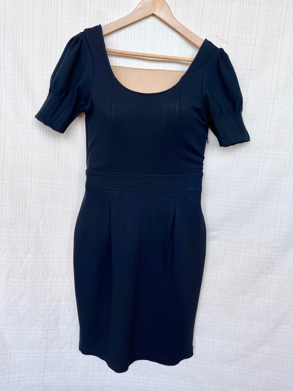 Club Monaco Black Scoop Neck Knit Dress LBD Body Con